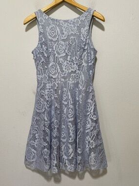 Speechless Light Blue Floral Lace Mini Dress Sleeveless Sz Small